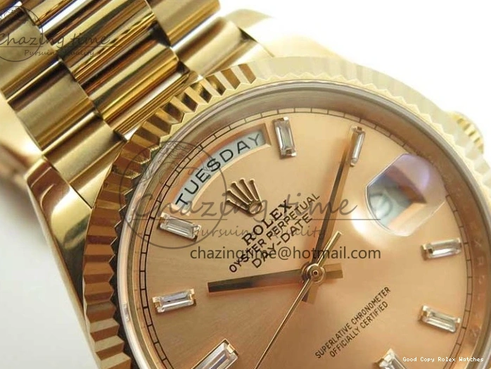 Good Copy Rolex Watches RG Popular RG Bracelet T on New 228239 BP Dial 2834 Markers Version 40mm RG Day-Date President Dial 904 A Crystal 0111